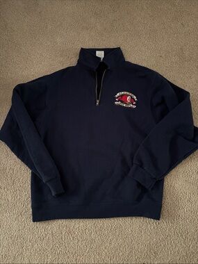 Jerzees- Alameda Fire Men's Navy Quarter-Zip Pullover Sweater size medium